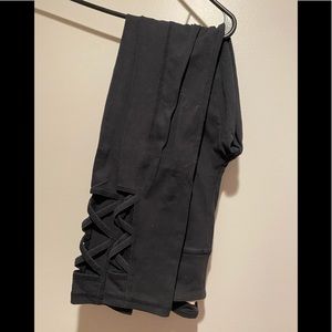 Black Hollister Leggings- criss cross at bottom